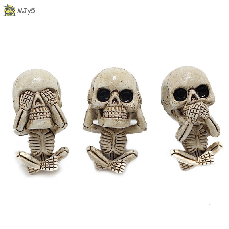 MJy5 Evil Skull Trio Statue a Set of 3 With Air Freshener Car Air Outlet Ornament