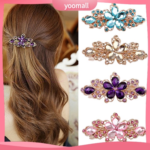 Kẹp tóc hình hoa đính đá giả lấp lánh thời trang cho nữ
