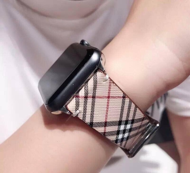 Dây DA PU phối sọc bbr cực đẹp dành cho Apple watch