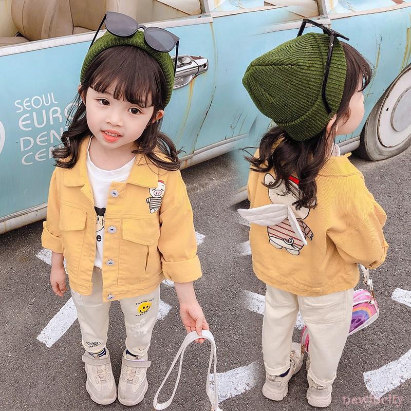 Áo khoác denim màu trơn phong cách Hàn Quốc cho bé gái