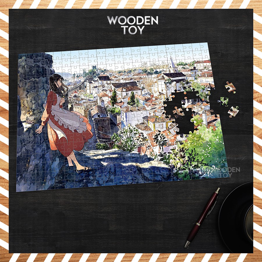 Tranh Ghép Xếp Hình anime lâu đài Wooden Jigsaw Puzzle, Loại 300 Và 500 Mảnh Ghép Chất Liệu Gỗ wt86 [MADE IN VIET NAM]