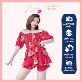 Đồ bộ nữ dễ thương quần đùi mặc nhà lụa satin cao cấp mềm mịn thoáng mát AN73 - D'Lavia