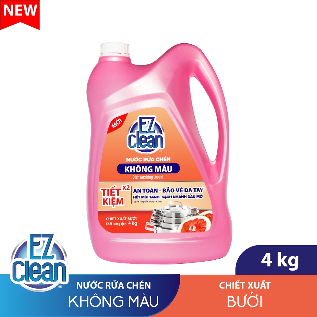 Nước rửa chén không màu EZ CLEAN hương Bưởi 4Kg