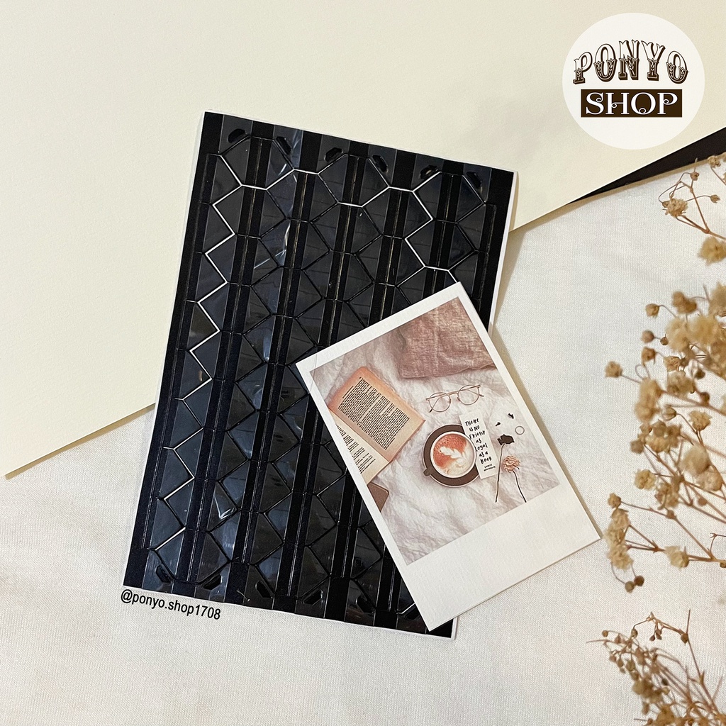 Sticker góc ảnh trong suốt nền đen trang trí Scrapbook/album ảnh