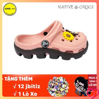 ⚡ Dép cross trẻ em BUSY hồng đế nâu💖sục cross bít đầu hotrend KM21 Cao Cấp ⭐