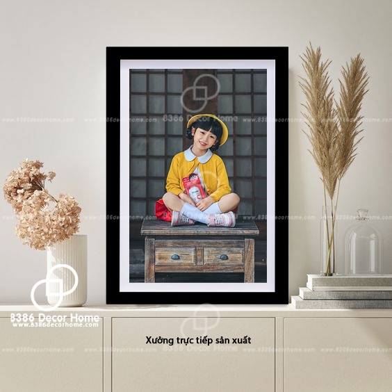 Khung ảnh A4 màu đen trơn (Sơn màu từ gỗ thông thật)