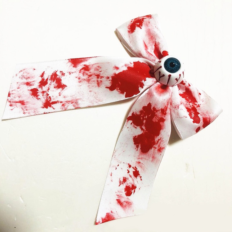 Kẹp Tóc Dài Đính Nơ Mắt Đáng Sợ Không Trơn Trang Trí Tóc