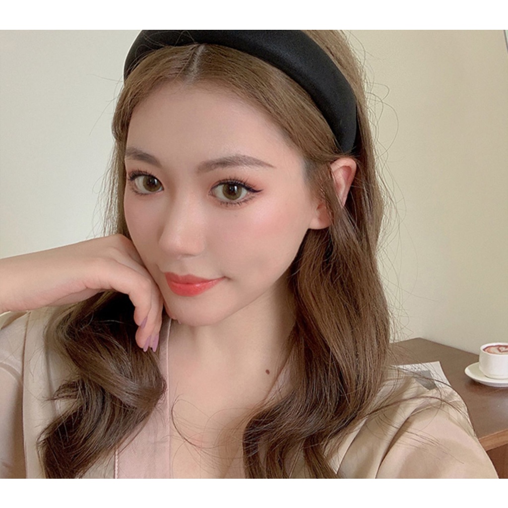 Băng đô bản rộng 3cm bằng da PU thời trang dành cho nữ