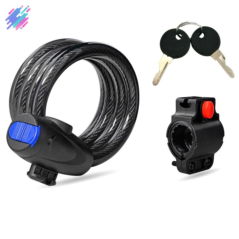 Khoá dây thép 1m chống trộm với 2 chìa khóa thông dụng cho xe đạp