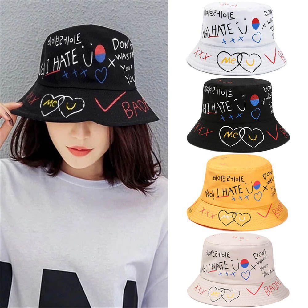 EUTUS Nón Bucket Hoạ Tiết Chữ Panama Phong Cách Hiphop