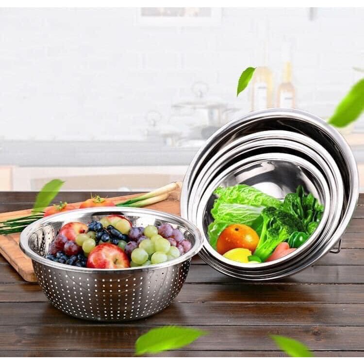 Bộ 5 món thau và rổ inox không gỉ bền đẹp