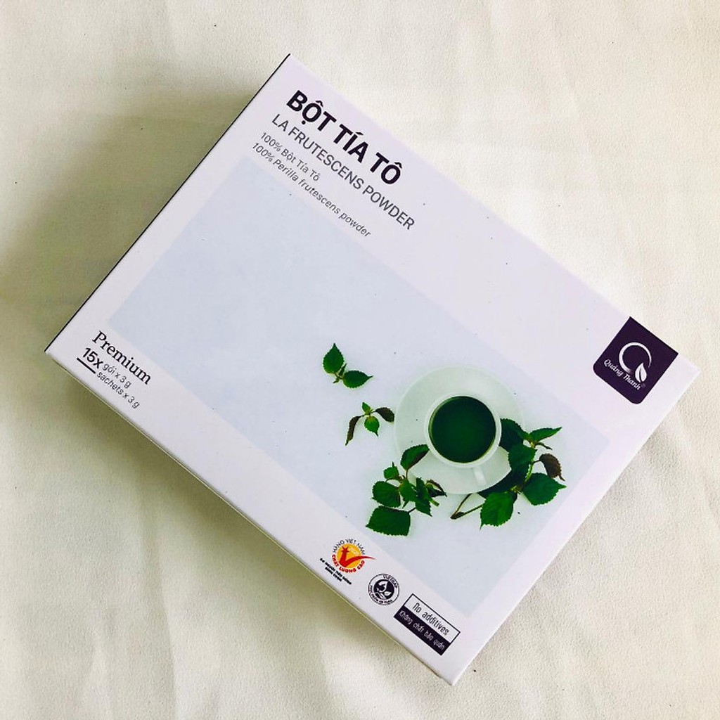 Bột Tía Tô Quảng Thanh (Hộp 15 gói x 3gr) bột tía tô sấy lạnh, bột tía tô nguyên chất giúp an thai, hỗ trợ trị bệnh gout