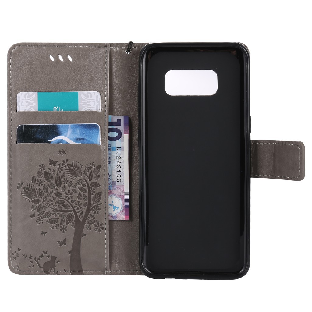 Bao da điện thoại có đế đỡ gấp và ngăn để thẻ họa tiết họa tiết nổi cho Samsung Galaxy S8/S8 Plus | BigBuy360 - bigbuy360.vn