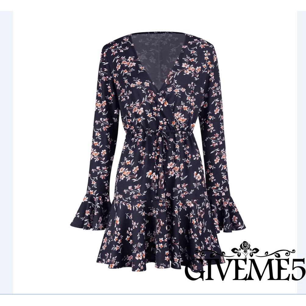 Đầm dài tay in họa tiết phong cách bohemian thanh lịch dành cho nữ