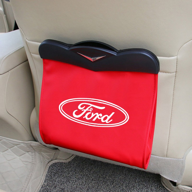 Túi da đựng rác gắn sau lưng ghế ngồi xe hơi có đèn led cho Ford Ranger Xlt Wildtrak Focus Mk2 Mk3 Ranger Raptor Mustang