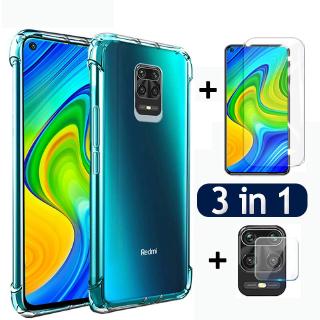 Ốp điện thoại kèm kính cường lực bảo vệ màn hình và camera sau 3 trong 1 cho Xiaomi Redmi Note 9 / Note9S / Redmi9