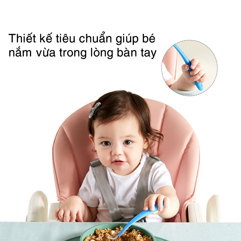Combo 3 Thìa ăn dặm silicon cao cấp KUB, muỗng ăn dặm có thể thay đổi màu sắc cho bé KUB OFFICIAL
