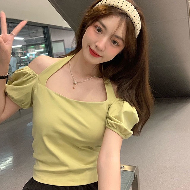 COZOK Áo Trễ Vai Tay Phồng Thiết Kế Quyến Rũ Cho Nữ