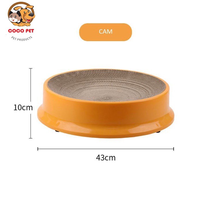 Bàn Cào Móng Hình Tròn Kiêm Ổ Nằm Cho Mèo Size Lớn 43cm, Chất Liệu Nhựa Cao Cấp Chống Trầy Xước