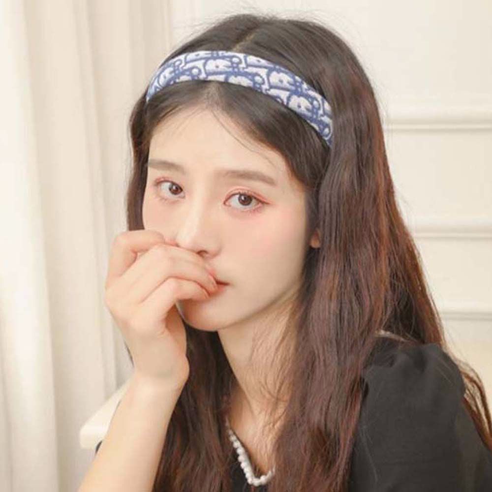 Băng Đô Cài Tóc Bằng Vải In Chữ Phong Cách Hàn Quốc Cho Nữ