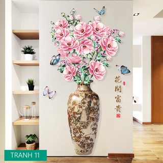 TRANH DECAL DÁN TƯỜNG 3D BÌNH HOA