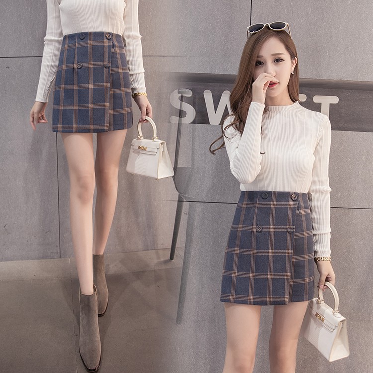Chân váy chữ A lưng cao in sọc caro gợi cảm cho nữ | BigBuy360 - bigbuy360.vn