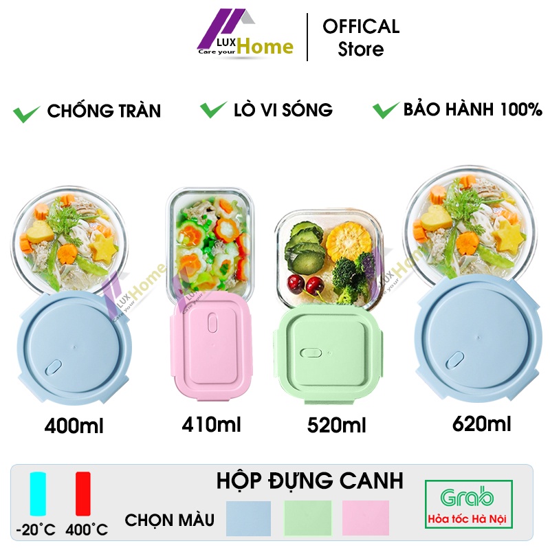 Hộp đựng canh chống tràn bằng thủy tinh, hộp đựng thức ăn 1 ngăn