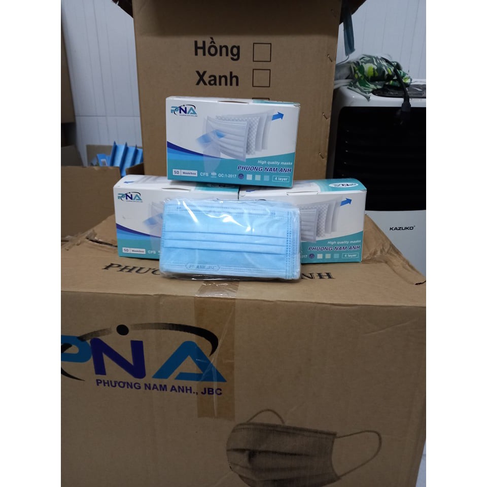 COMBO 20 HỘP 50 CÁI KHẨU TRANG PHƯƠNG NAM ANH 4 LỚP KHÁNG KHUẨN (MÀU XANH)