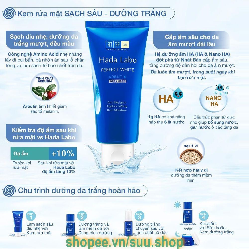 Kem rửa mặt dưỡng trắng HADA LABO 80g suu.shop cam kết 100% chính hãng | BigBuy360 - bigbuy360.vn