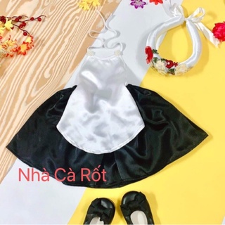 Set yếm đào cô tấm màu trắng vải lụa kèm mấn cho bé gái