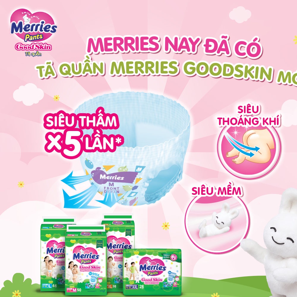 Tã Quần Merries GoodSkin Cỡ M Cho Trẻ Từ 7-12kg 50 Miếng