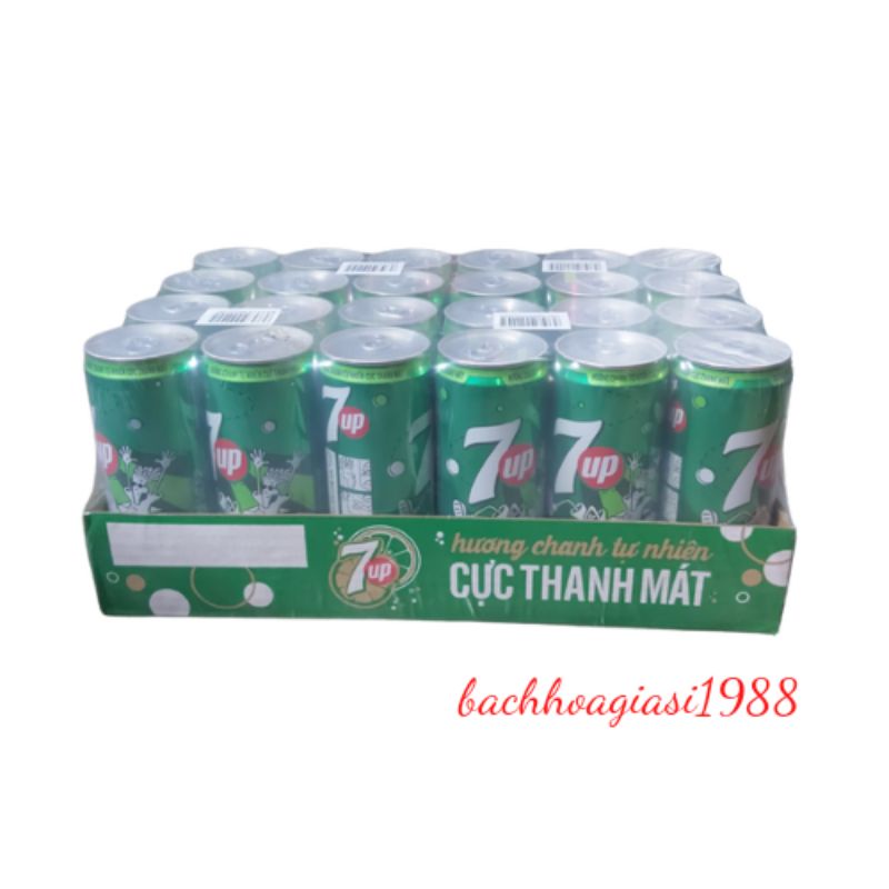 NOW SHIP -Thùng 24 lon nước ngọt có gas 7UP 330ml