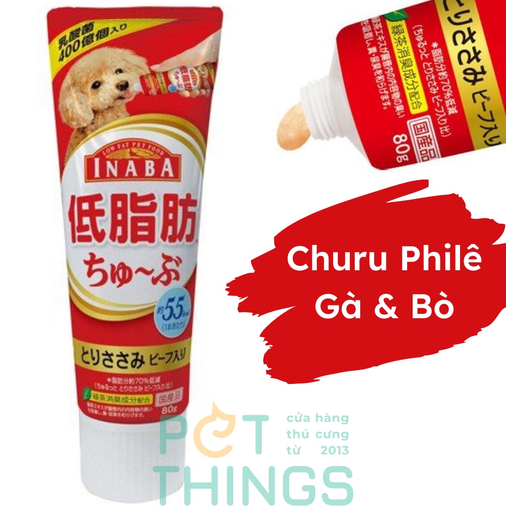 Snack liếm kem súp dinh dưỡng cho chó Inaba Churu Tube Low-fat 80g