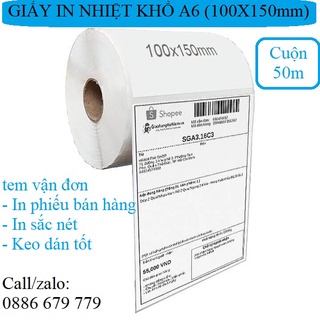 Cuộn decal nhiệt 100x150mm , giấy in đơn hàng khổ 100x150mm, giấy in nhiệt a6 100x150mm