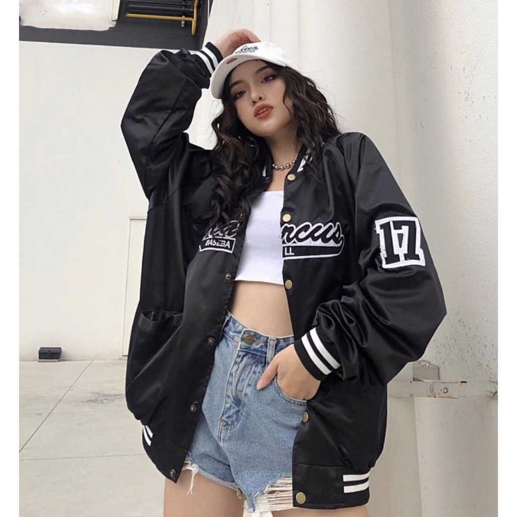 Áo Khoác Dù BOMBER MAR.CUS. Đen Viền Trắng Unisex