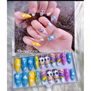 Nail box vẽ hoạt hình -Móng tay giả cao cấp Sơn gel th kế bộ 12-14-20-22 móng đủ cỡ.