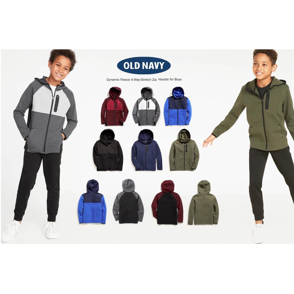Áo Khoác có Nón Nỉ Thun Mịn 2 Mặt co giãn 4 chiều.Oldnavy Active bé trai