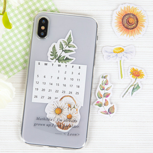 Set 46 Sticker Hoa Hướng Dương Nhiều Màu Sắc Dùng Trang Trí Sổ Tay Nhật Ký