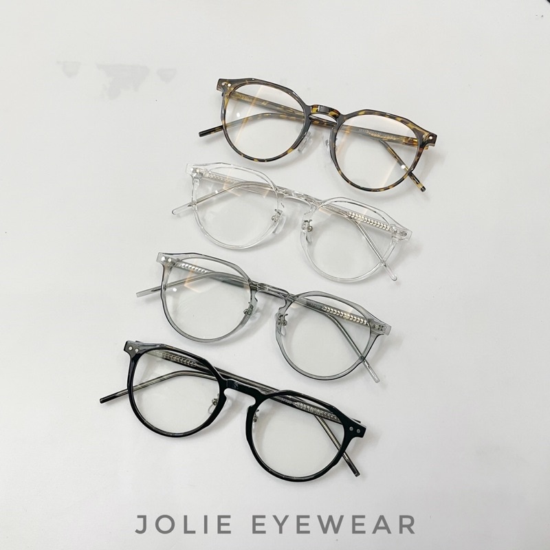 Kính giả cận 17130, Gọng kính cận tròn lõi thép form tròn to cao cấp UV400, chống ánh sáng xanh Jolie eyewear