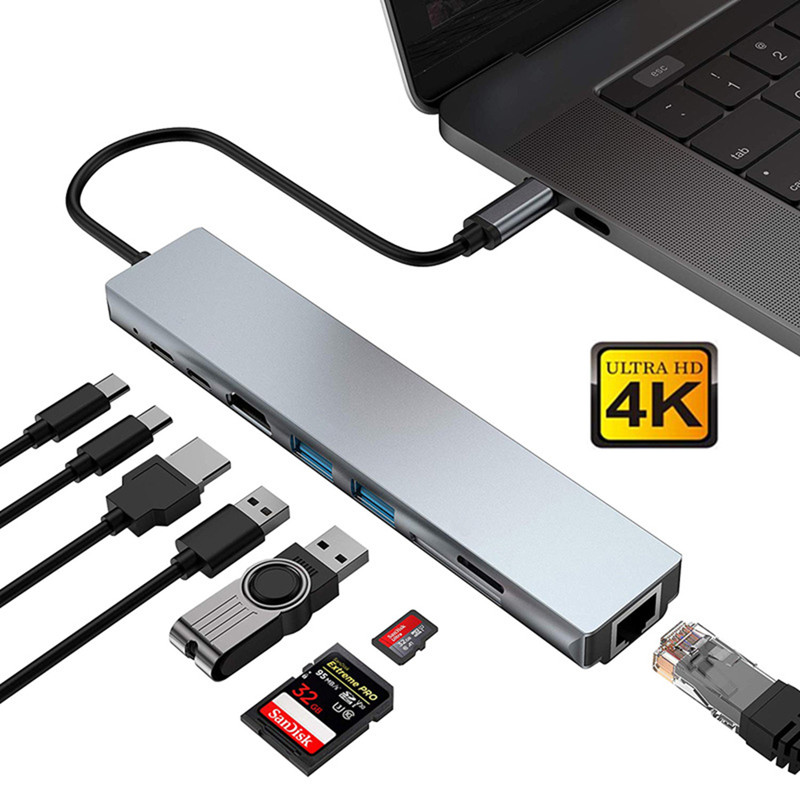 Bộ Chuyển Đổi Usb Type-C Hub Sang 4k Hdmi Rj45 Usb 3.0 Sd / Td Pd Pd