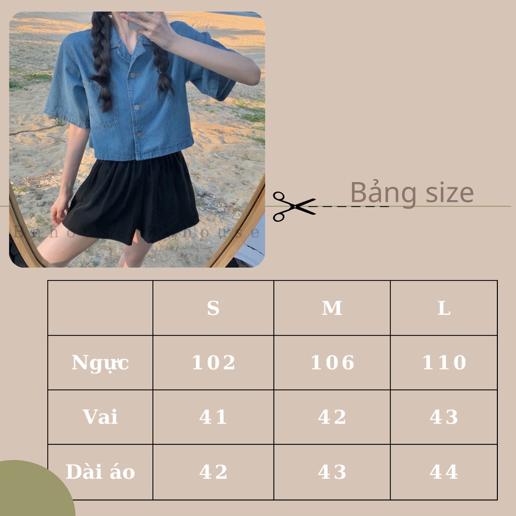 Áo croptop bò nữ túi trước cổ bẻ phong cách thời trang