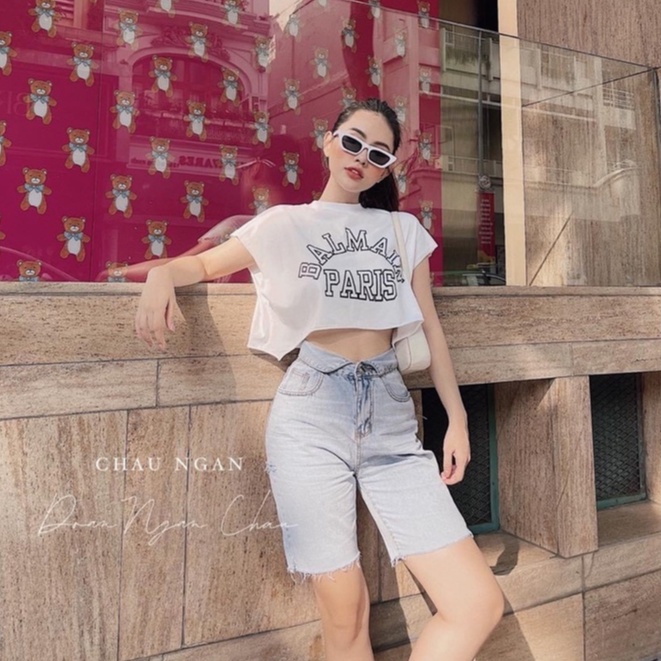 Quần Sooc Sọt Jeans Ngố Lửng Ống Rộng Nữ Chất Bò Lưng Cao ULZZANG
