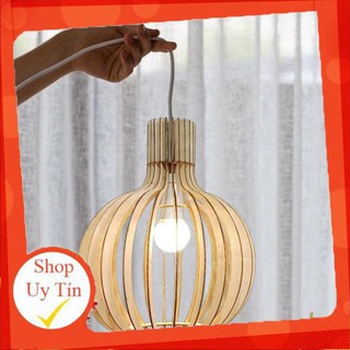 Đèn gỗ decor thả trần TT02 rẻ đẹp (tặng kèm bóng led 3w)