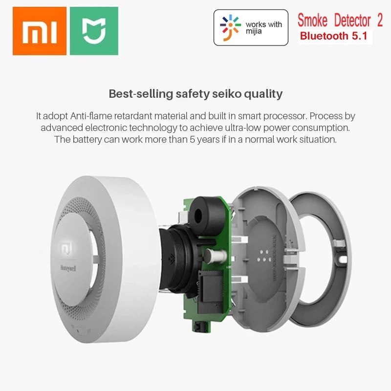 Cảm biến Báo Cháy - Cảm Biến Khói Xiaomi Honeywell, Cảm biến báo khói báo cháy Xiaomi Mijia Honeywell Kết Nối Blutooth