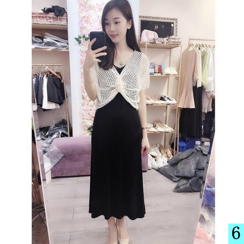 Áo Dệt Kim Tay Ngắn Phối Khăn Choàng Dệt Kim Thời Trang Mùa Hè Cho Nữ