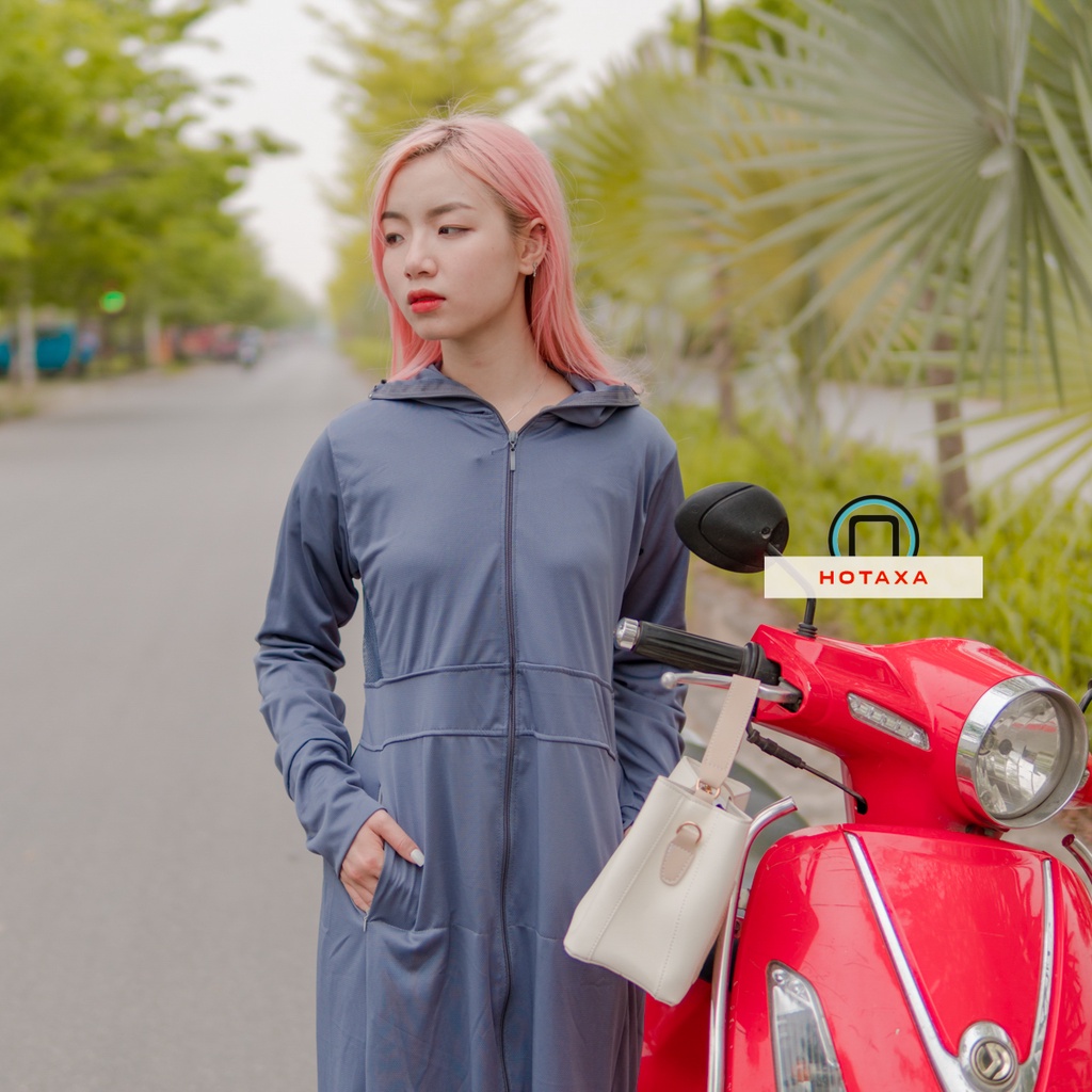 Áo Chống Nắng Thông Hơi Hai Lớp Dáng Dài Pha Lưới Nách Thoáng Khí