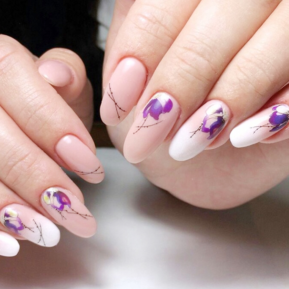 Tờ decal dán trang trí móng tay in họa tiết hoa
