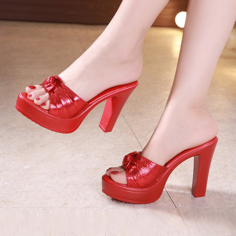 Dép cao gót nơ xoắn ú cao 10cm xịn sò