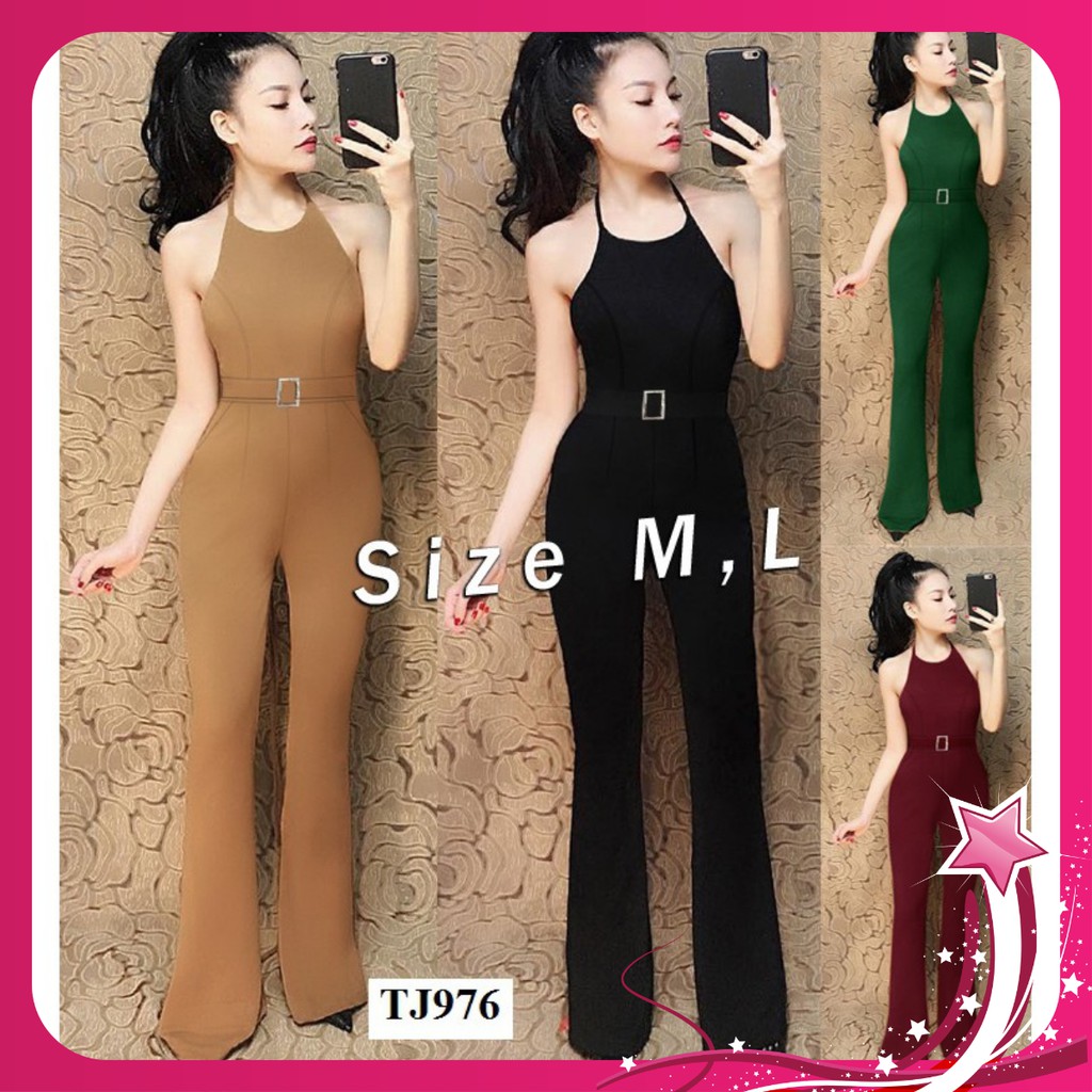 Đồ Bay Nữ 🎁FREESHIP🎁Giảm 45k Khi Mua Đơn Từ 500k - Jumpsuit dáng dài ống suông cổ yếm xinh xắn TJ976