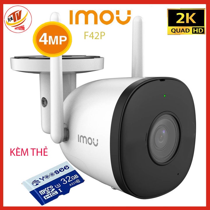 [kèm thẻ 32gb 64gb] Camera wifi Imou IPC-F42P 4mp camera ip 4m ngoài trời imou G26EP G22P F22P F42FP G42P F42FEP siêunét